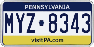 PA license plate MYZ8343