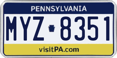 PA license plate MYZ8351