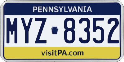 PA license plate MYZ8352