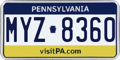 PA license plate MYZ8360
