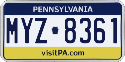 PA license plate MYZ8361