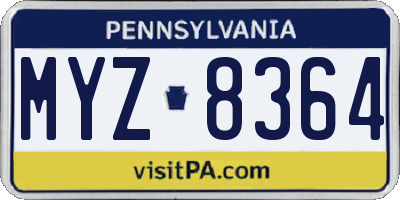PA license plate MYZ8364