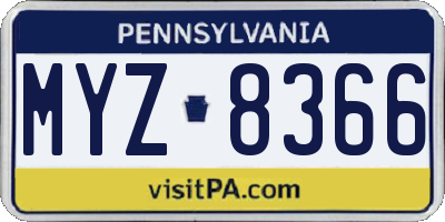 PA license plate MYZ8366