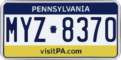 PA license plate MYZ8370