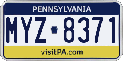 PA license plate MYZ8371