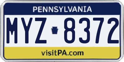 PA license plate MYZ8372