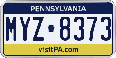 PA license plate MYZ8373