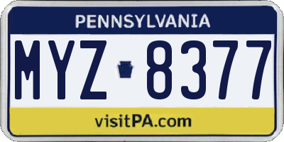 PA license plate MYZ8377
