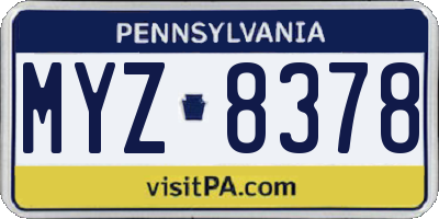 PA license plate MYZ8378