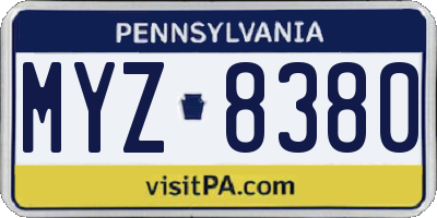 PA license plate MYZ8380