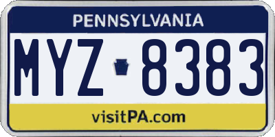 PA license plate MYZ8383