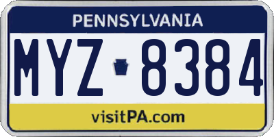 PA license plate MYZ8384