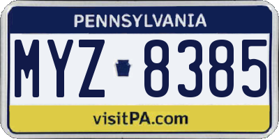 PA license plate MYZ8385