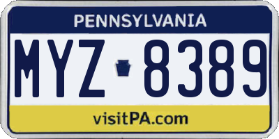 PA license plate MYZ8389
