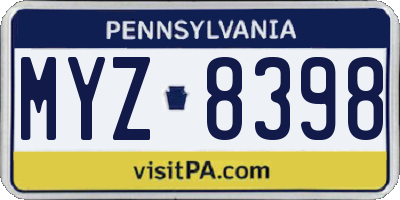 PA license plate MYZ8398