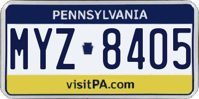 PA license plate MYZ8405