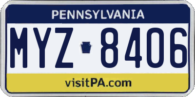 PA license plate MYZ8406