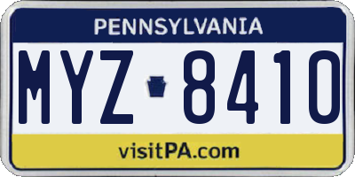 PA license plate MYZ8410