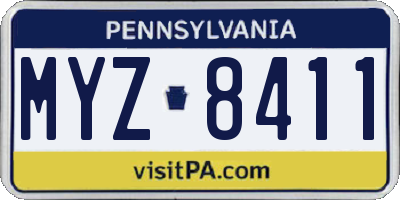 PA license plate MYZ8411