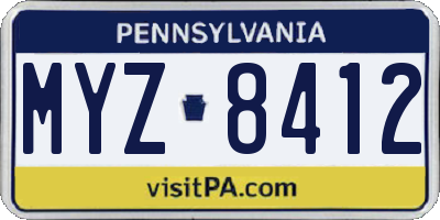 PA license plate MYZ8412