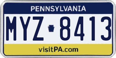 PA license plate MYZ8413