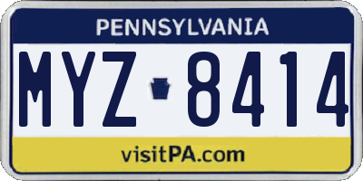 PA license plate MYZ8414