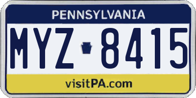 PA license plate MYZ8415