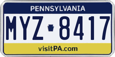 PA license plate MYZ8417