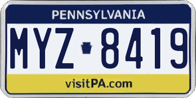 PA license plate MYZ8419