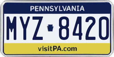 PA license plate MYZ8420