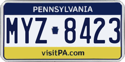 PA license plate MYZ8423