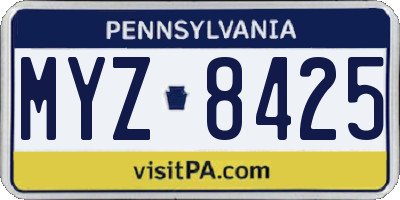 PA license plate MYZ8425