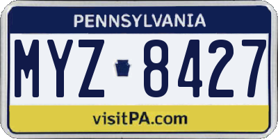 PA license plate MYZ8427