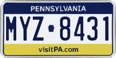PA license plate MYZ8431