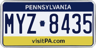 PA license plate MYZ8435