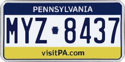 PA license plate MYZ8437