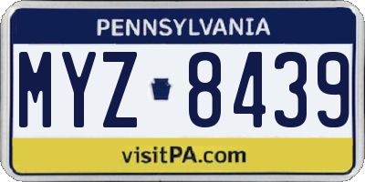 PA license plate MYZ8439