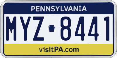 PA license plate MYZ8441