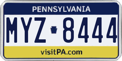 PA license plate MYZ8444