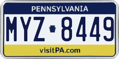 PA license plate MYZ8449