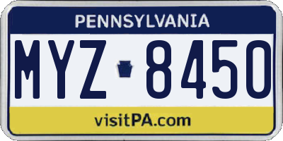 PA license plate MYZ8450