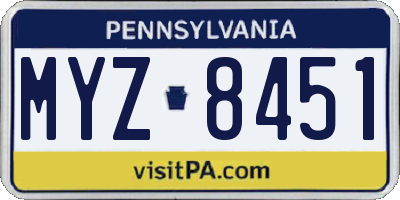 PA license plate MYZ8451