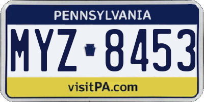 PA license plate MYZ8453