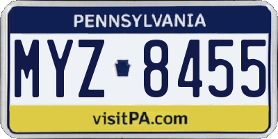 PA license plate MYZ8455