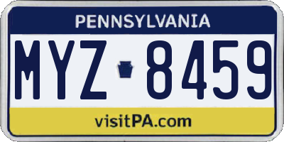 PA license plate MYZ8459
