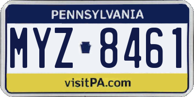 PA license plate MYZ8461