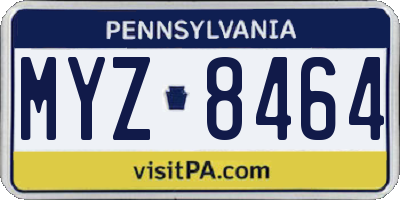 PA license plate MYZ8464