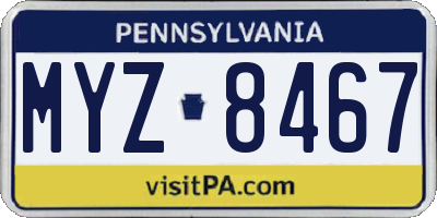PA license plate MYZ8467