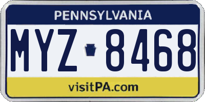 PA license plate MYZ8468