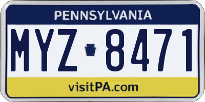 PA license plate MYZ8471